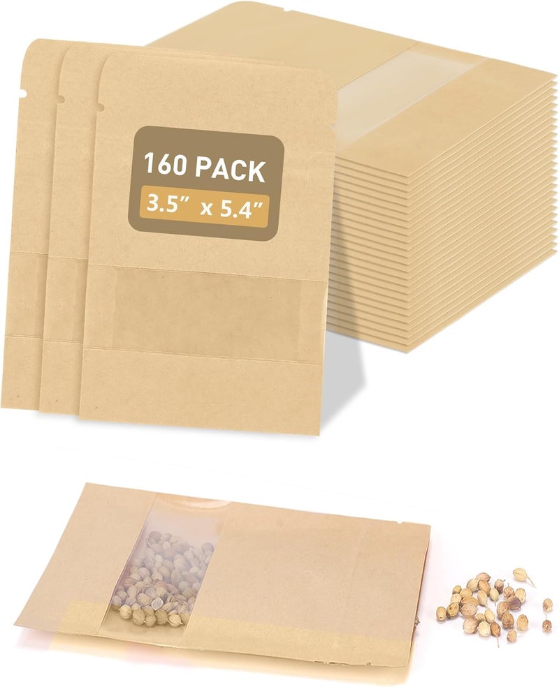hasumcol 160 Pack Seed Packet Envelopes Resealable with Clear Window – 3.5 x 5.4", Gardening Seeds Storage Bags for Seeds Saving, DIY gifts, Jewelry, Snack, Tea Samples - Image 1